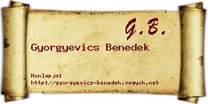 Gyorgyevics Benedek névjegykártya